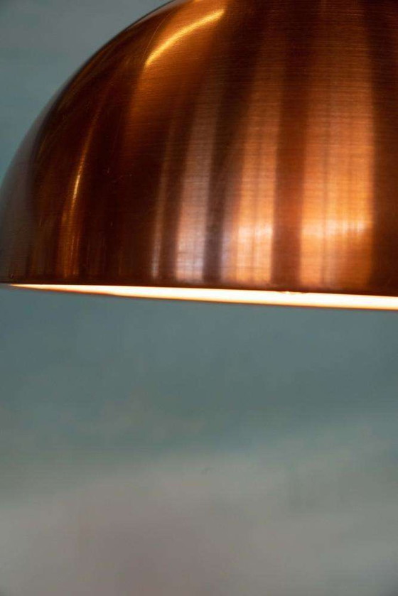 Image 1 of Vintage mushroom hanglamp Zweden 1960s, midmod brass lamp