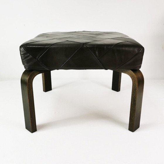 Image 1 of Vintage beukenhouten poef, Denemarken 1970