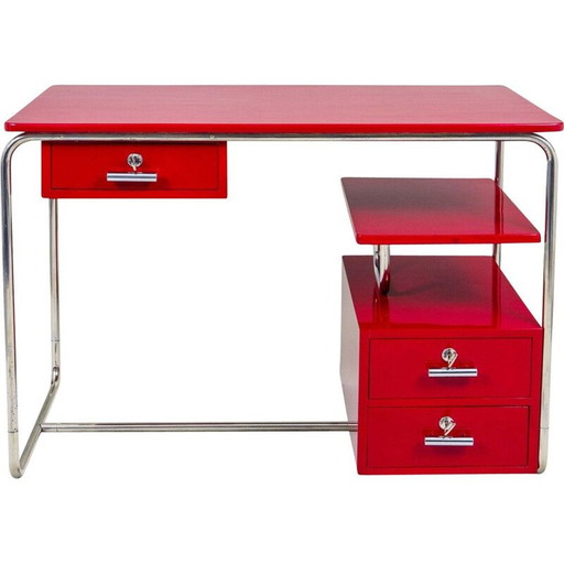 Vintage rood Bauhaus bureau, Duitsland jaren 1930
