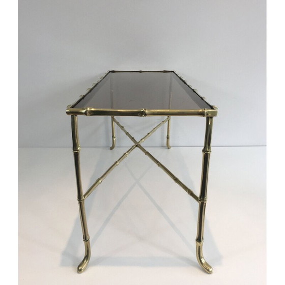 Image 1 of Vintage salontafel in brons en rookglas, Frankrijk 1940