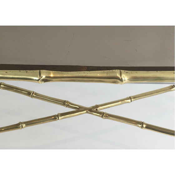 Image 1 of Vintage salontafel in brons en rookglas, Frankrijk 1940