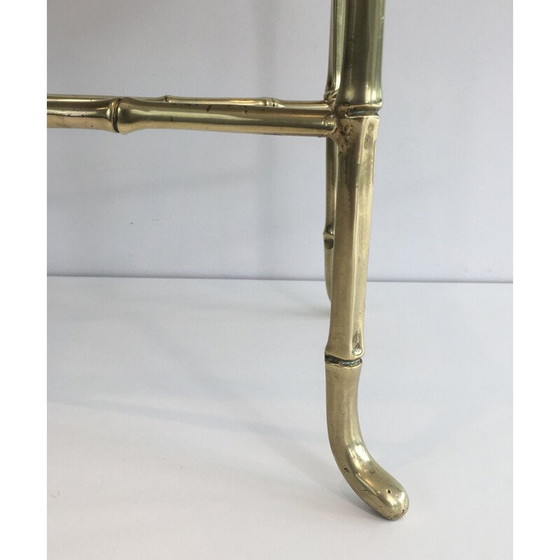 Image 1 of Vintage salontafel in brons en rookglas, Frankrijk 1940