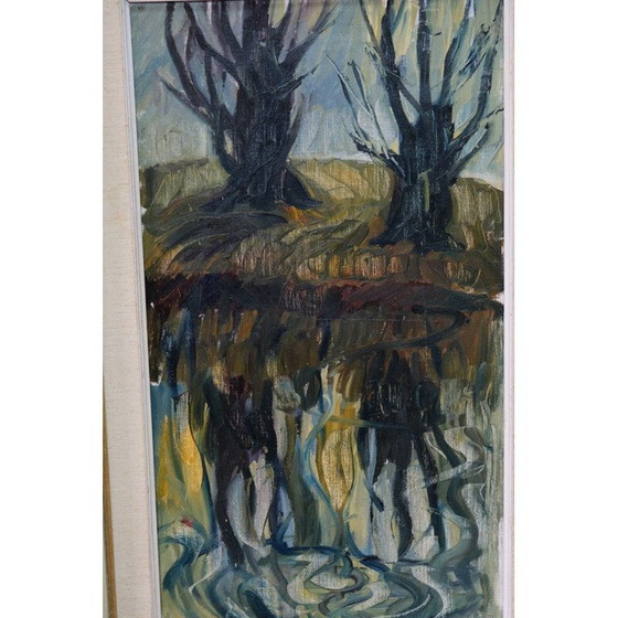 Image 1 of Vintage landschap olieverfschilderij door Hildegard Schüller-Falk, Zweden 1960