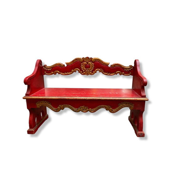 Image 1 of Vintage houten Venetiaanse bank, jaren 1950