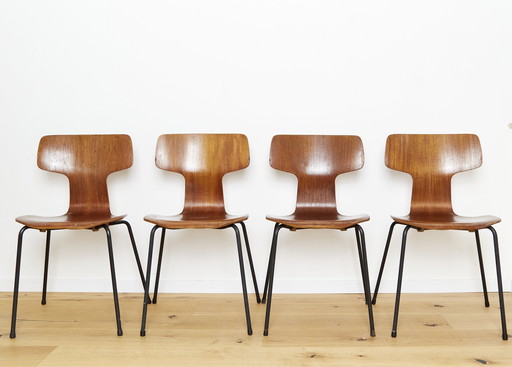 Model 3103 Hammer Stoel Van Arne Jacobsen Voor Fritz Hansen, 1960S, Set Van 4