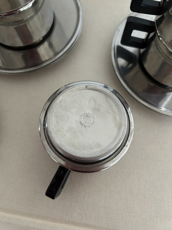 Image 1 of 6X Casalinghi Italy Rvs Chroom Espresso Kop & Schotel