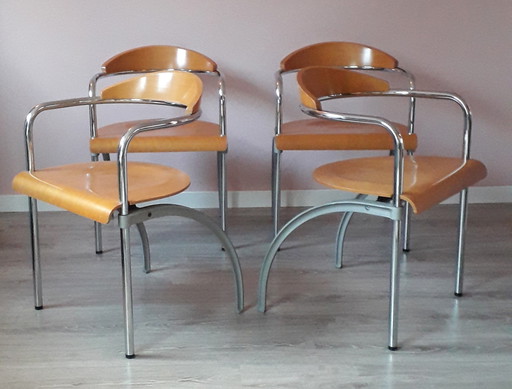 Arco 4 Stuks Vintage Eetkamerstoelen Design Arnold Merckx