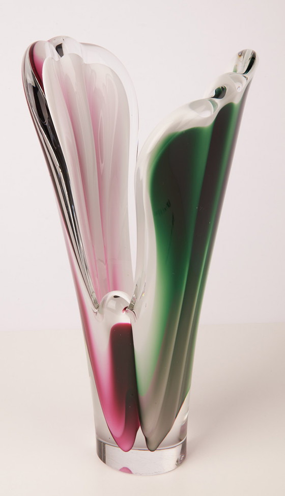 Image 1 of Vintage Flygsfors Coquille Studio Kunst Glazen Vaas