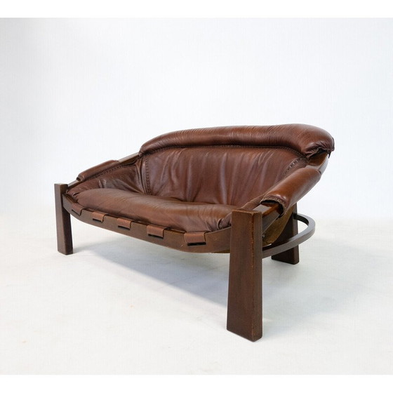 Image 1 of Vintage leren bank van Luciano Frigerio, Italië 1970