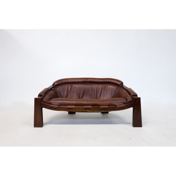 Image 1 of Vintage leren bank van Luciano Frigerio, Italië 1970