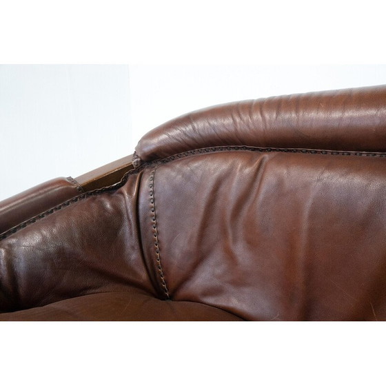 Image 1 of Vintage leren bank van Luciano Frigerio, Italië 1970