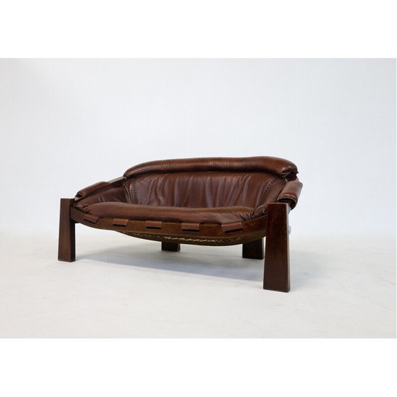 Image 1 of Vintage leren bank van Luciano Frigerio, Italië 1970