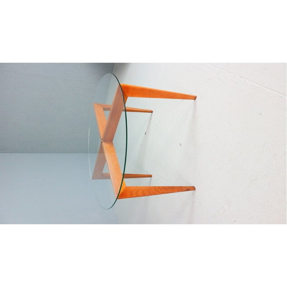 Image 1 of Vintage eiken en kristallen salontafel door Gio Ponti voor Isa Bergamo, Italië 1957