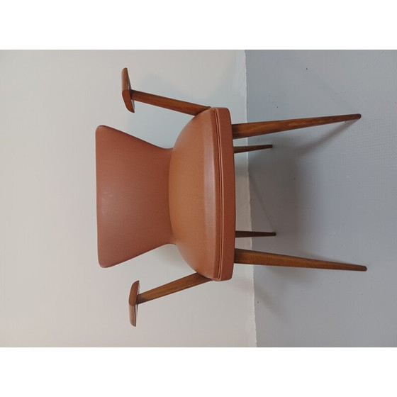 Image 1 of Vintage brugfauteuil in massief beuken en kunstleer, 1950