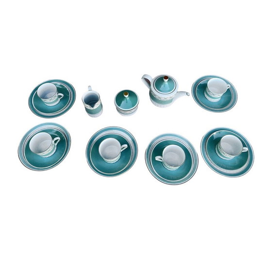 Image 1 of Vintage turquoise porseleinen koffieservies voor Kahl, Duitsland 1960