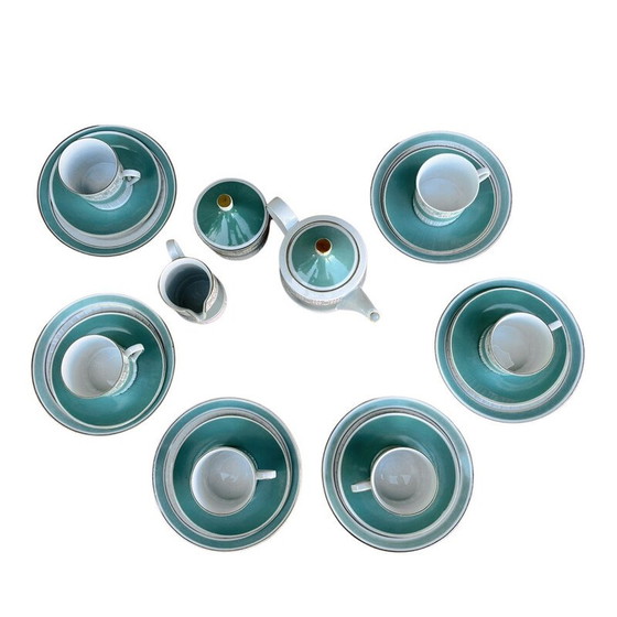 Image 1 of Vintage turquoise porseleinen koffieservies voor Kahl, Duitsland 1960