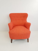 Vintage Artifort Theo Ruth fauteuil oranje rood nieuw gestoffeerd 