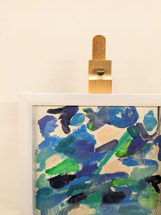 Image 1 of Abstract zeegezicht 10 Nigel Waters Origineel papier acrylschilderij Gesigneerd ingelijst