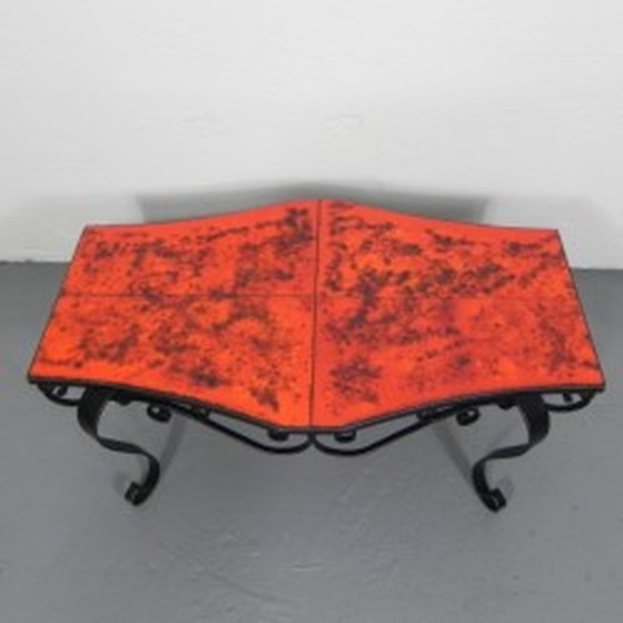 Image 1 of Zware Vintage Salontafel 3 Tegels in een Stalen Frame - 1960