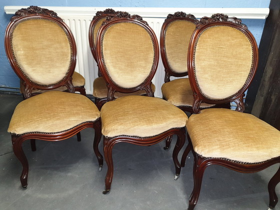 Image 1 of 6 Antique Barok Eetkamer Stoelen 