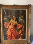 Yves DIEY Spaanse danseres met combo 19e eeuw 80x60 omkaderd