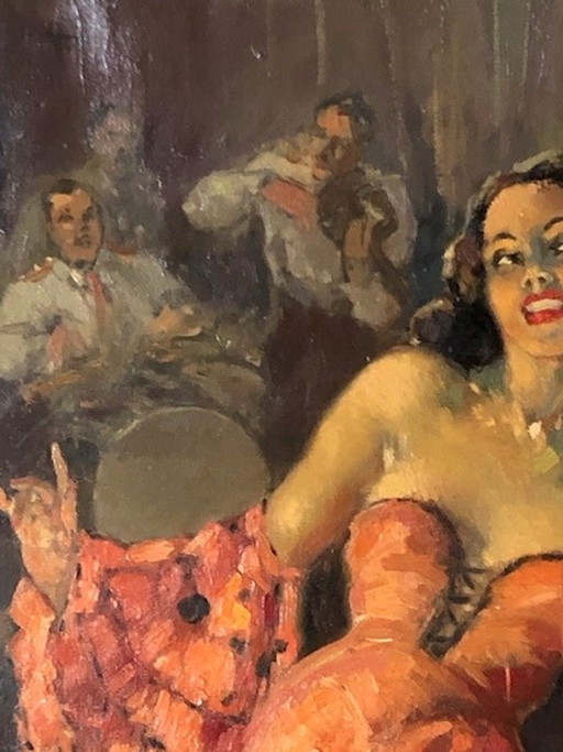 Yves DIEY Spaanse danseres met combo 19e eeuw 80x60 omkaderd – schilderijen tekeningen, Klassiek