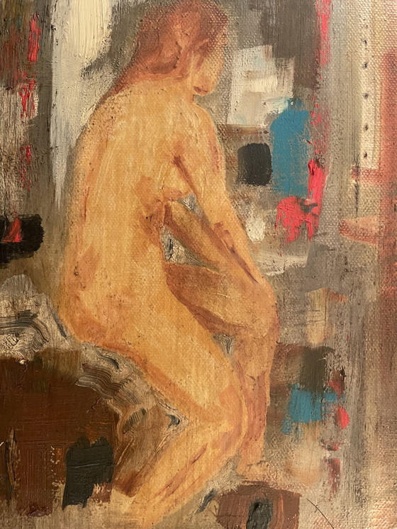 Image 1 of Olieverf op canvas Portret van een vrouw in de studio