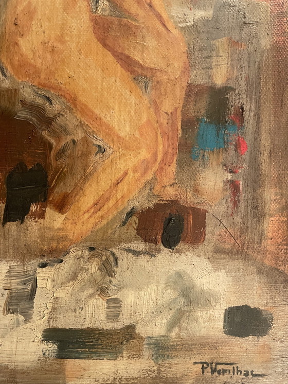 Image 1 of Olieverf op canvas Portret van een vrouw in de studio