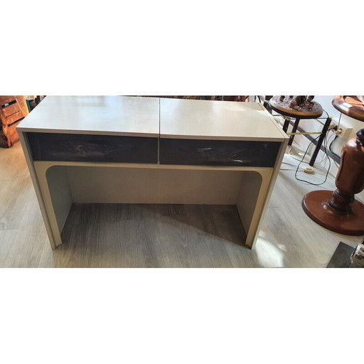 Vintage kaptafel in wit crèmekleurig laminaat van Raymond Loewy voor Doubinski, 1960