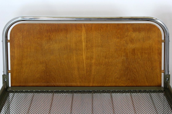 Image 1 of 2x Vintage Bauhaus Eiken & Stalen Bedden