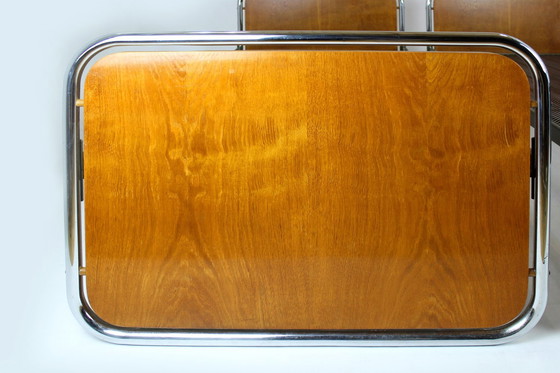 Image 1 of 2x Vintage Bauhaus Eiken & Stalen Bedden