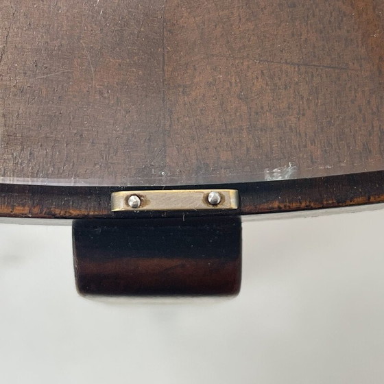 Image 1 of Vintage ronde salontafel van hout en glas, Tsjecho-Slowakije 1940
