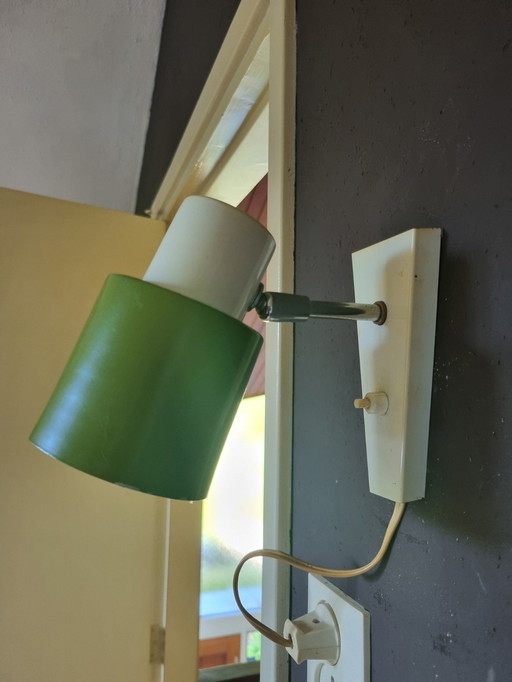 Hala Zeist Vintage jaren 60 Wandlampje Bedlampje Groen Wit