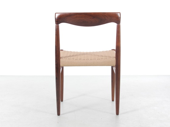 Image 1 of Suite van 4 Scandinavische Rio Rozenhouten Stoelen Door H. W. Klein