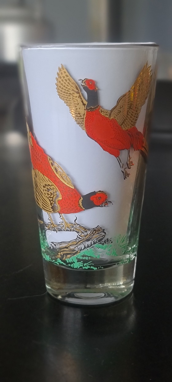 Image 1 of 5X Vintage Hazel Atlas Fazant Drinkglazen