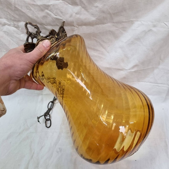 Image 1 of Amber glas & brons 1960 hanger