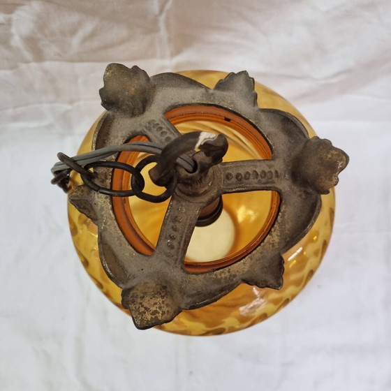 Image 1 of Amber glas & brons 1960 hanger