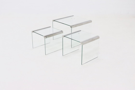 Image 1 of 3 X Vintage Nesting Tables Gallotti & Radice