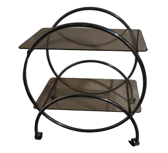 Image 1 of Vintage chromen serveerwagen