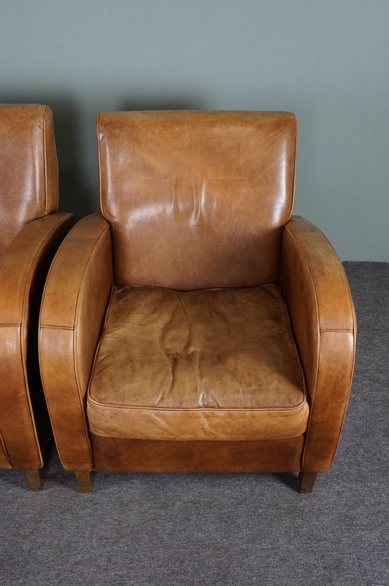 Image 1 of Set van twee rundleren fauteuils / armchairs