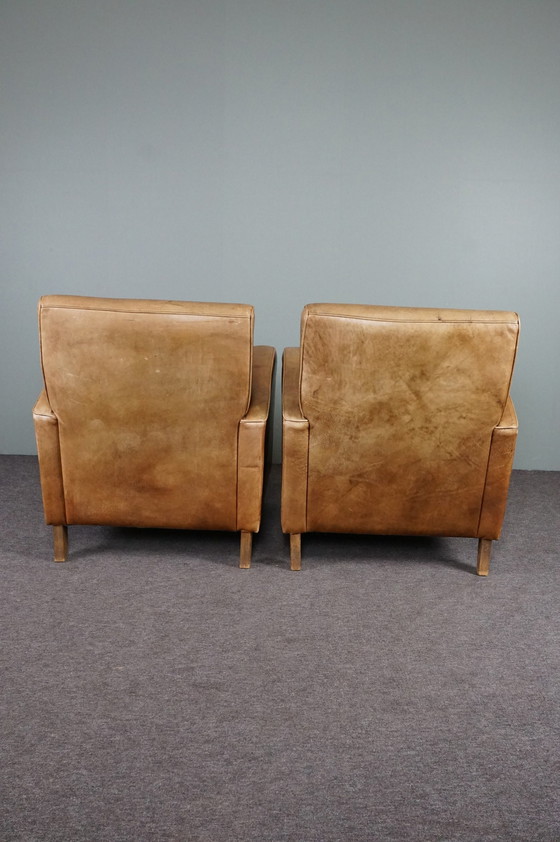 Image 1 of Set van twee rundleren fauteuils / armchairs