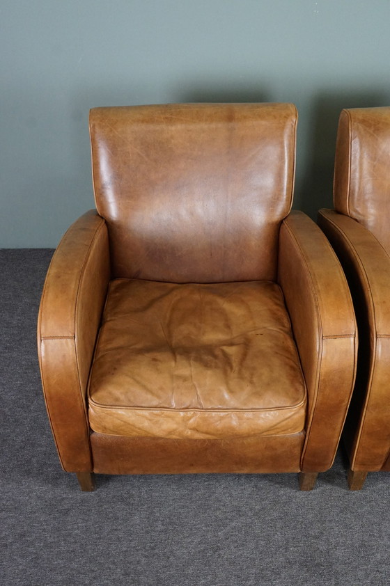 Image 1 of Set van twee rundleren fauteuils / armchairs