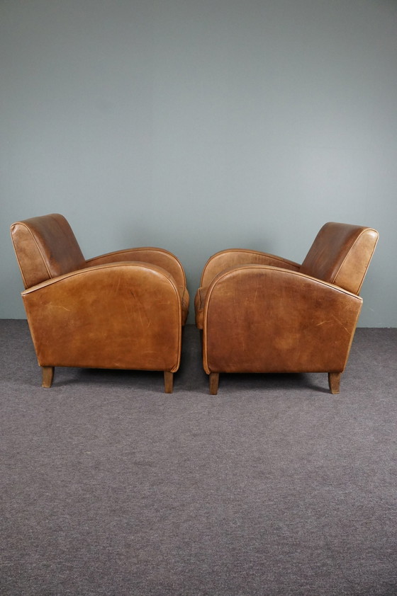 Image 1 of Set van twee rundleren fauteuils / armchairs