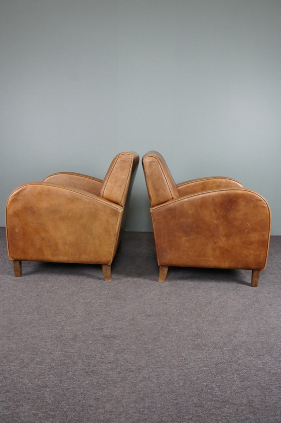 Image 1 of Set van twee rundleren fauteuils / armchairs