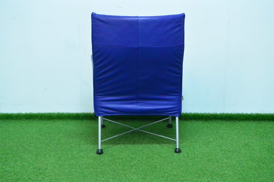 Image 1 of Blauwe leren Montis Charly fauteuil