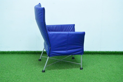 Blauwe leren Montis Charly fauteuil