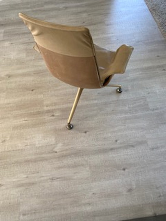 Image 1 of Jørgen Kastholm FK Preben Fabricius; Tulip Chair 3-poot met goud/messingkleur staal uit jaren 60