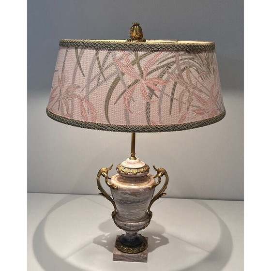 Image 1 of Vintage marmeren lamp versierd met bronzen decoratieve elementen