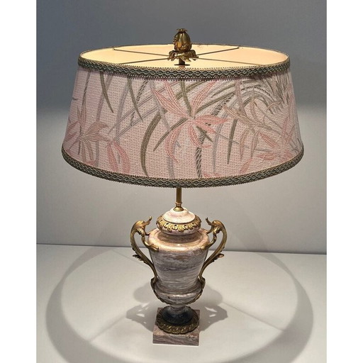 Vintage marmeren lamp versierd met bronzen decoratieve elementen