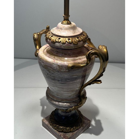 Image 1 of Vintage marmeren lamp versierd met bronzen decoratieve elementen